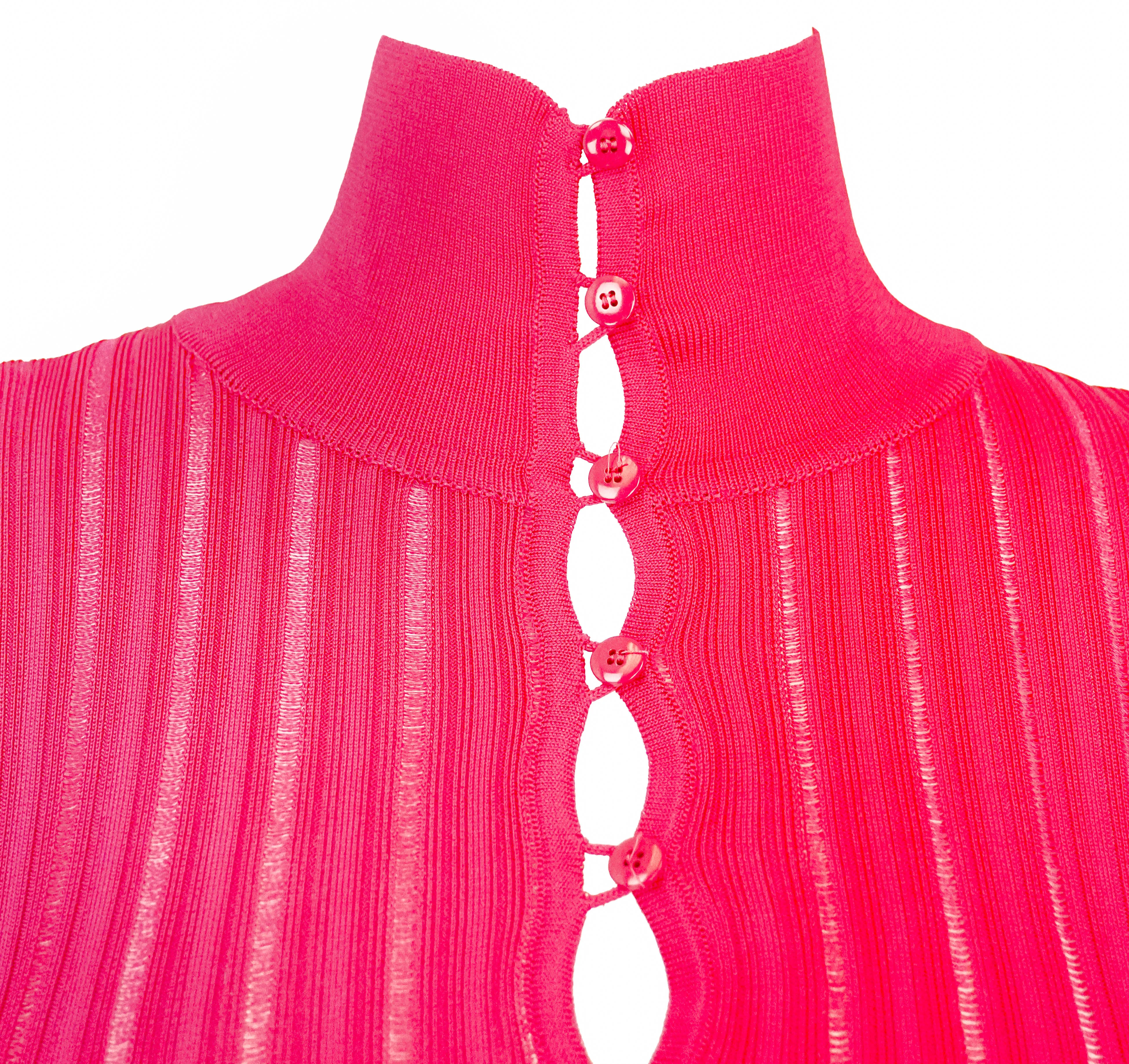 Alaïa Cropped Cardigan in Fuchsia - Image 3