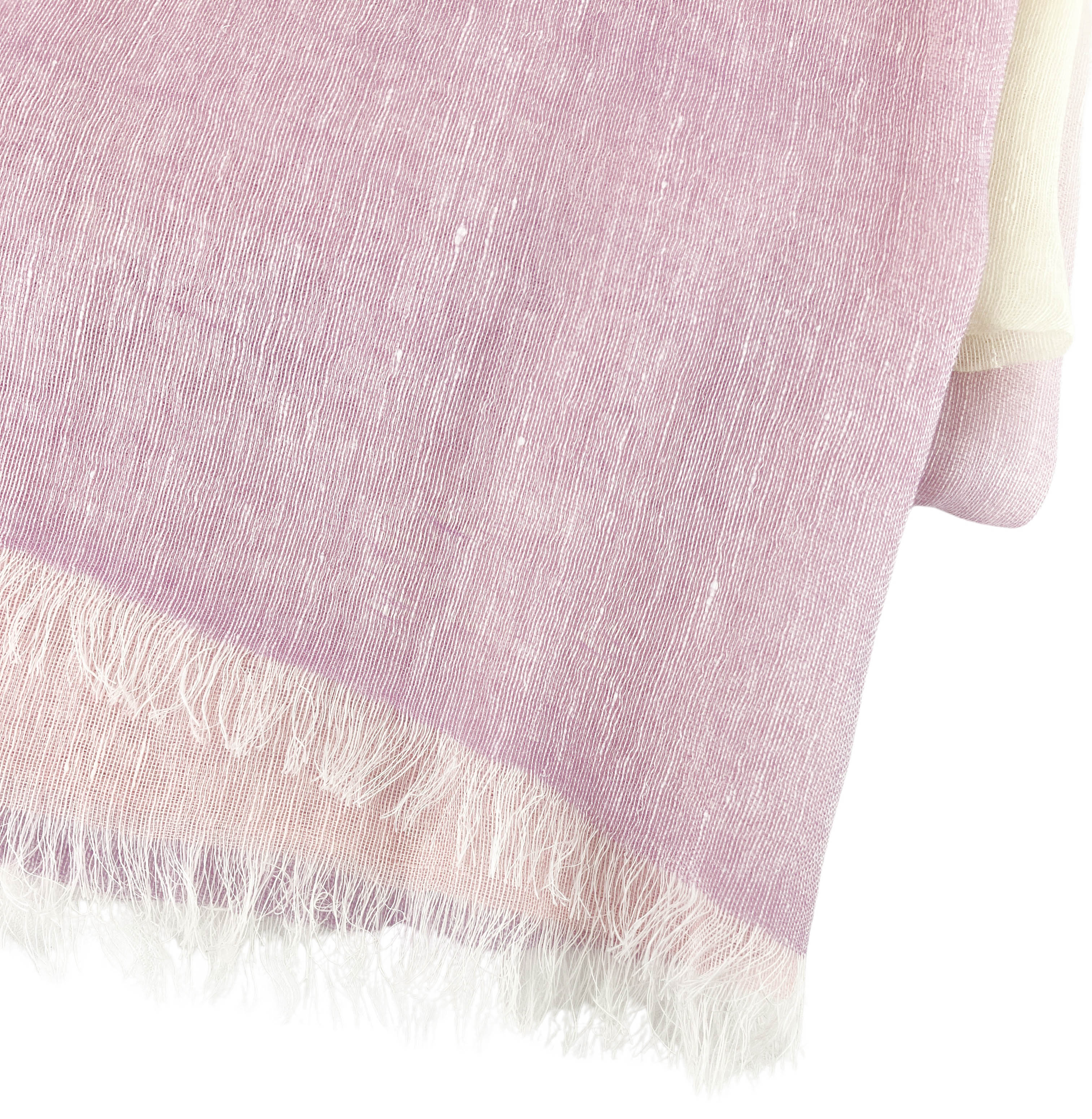 Bajra Linen Blend Scarf in Light Purple and Cream - Image 3