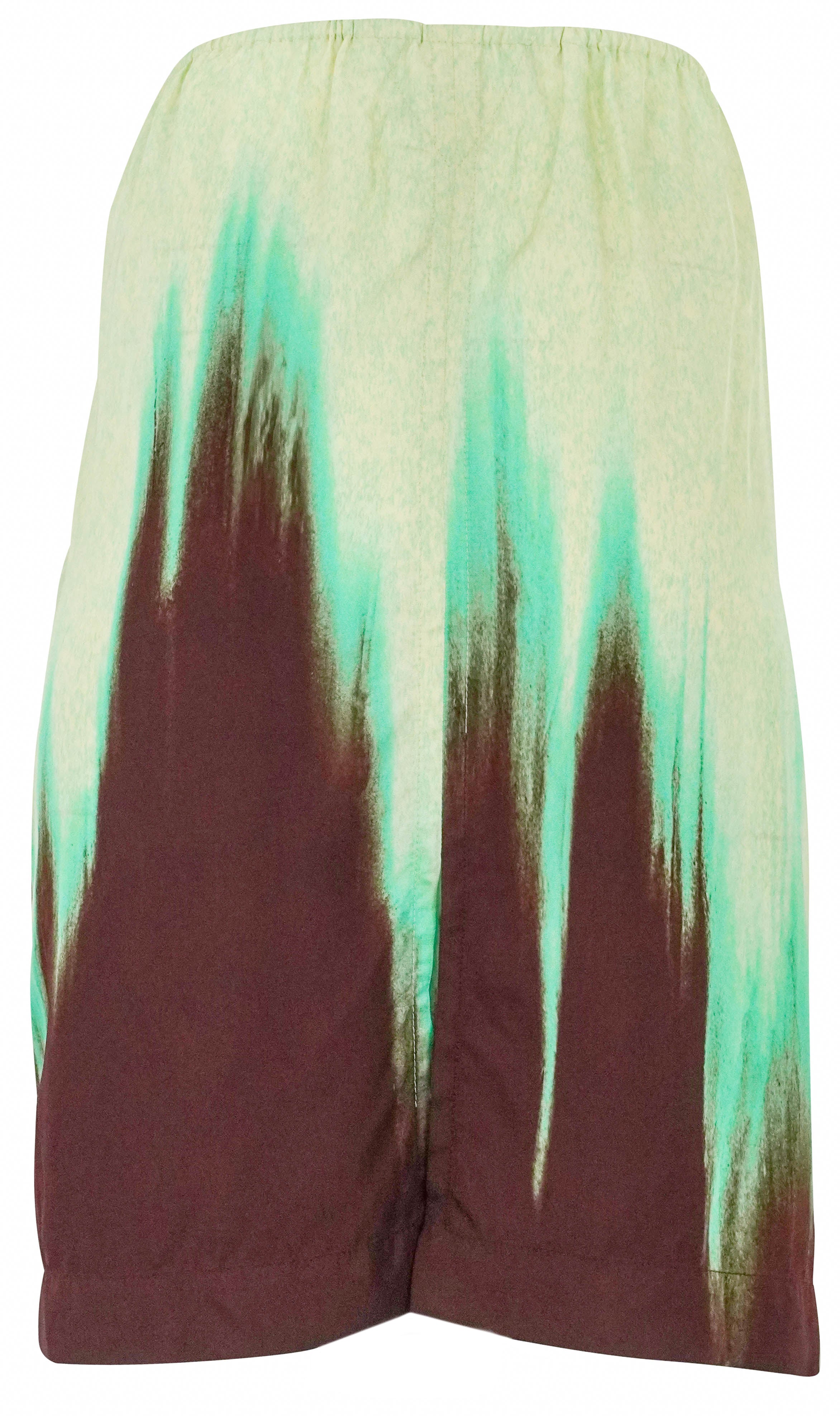 Bottega Veneta Degrade Petal Print Skirt in Burgundy and Mint - Image 3