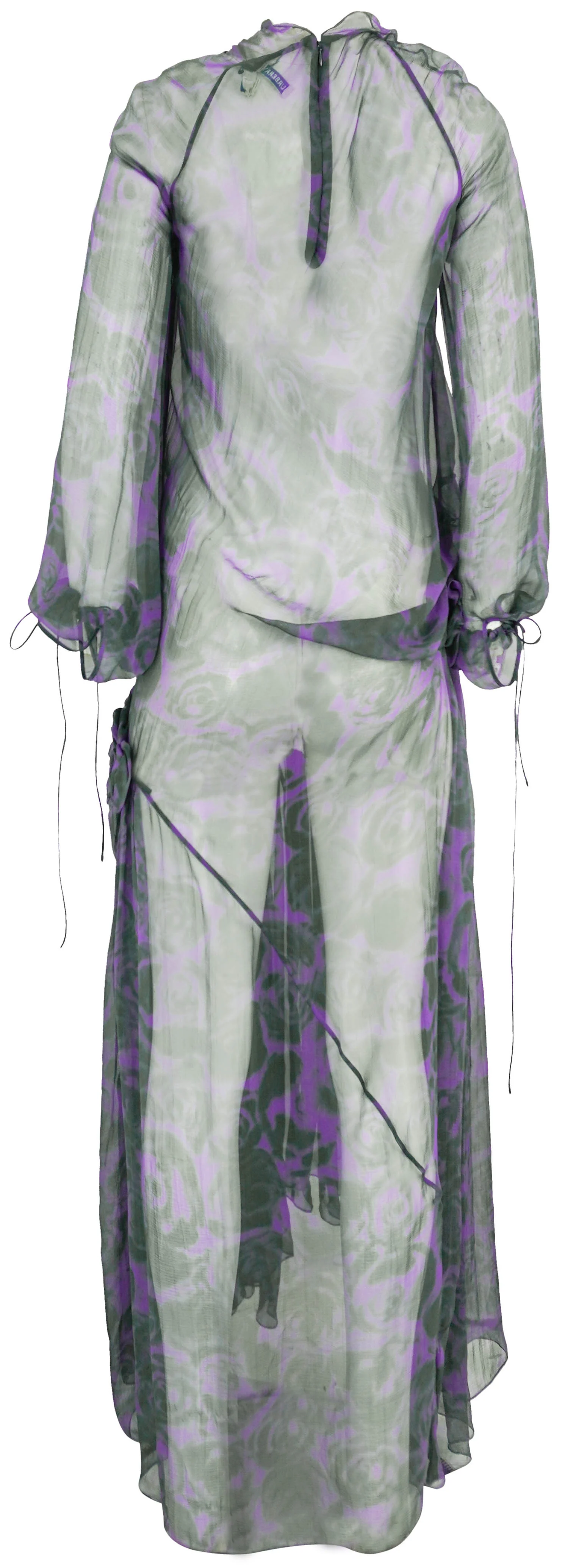 Burberry Rose Print Silk Dress in Purple and Green - Image 3