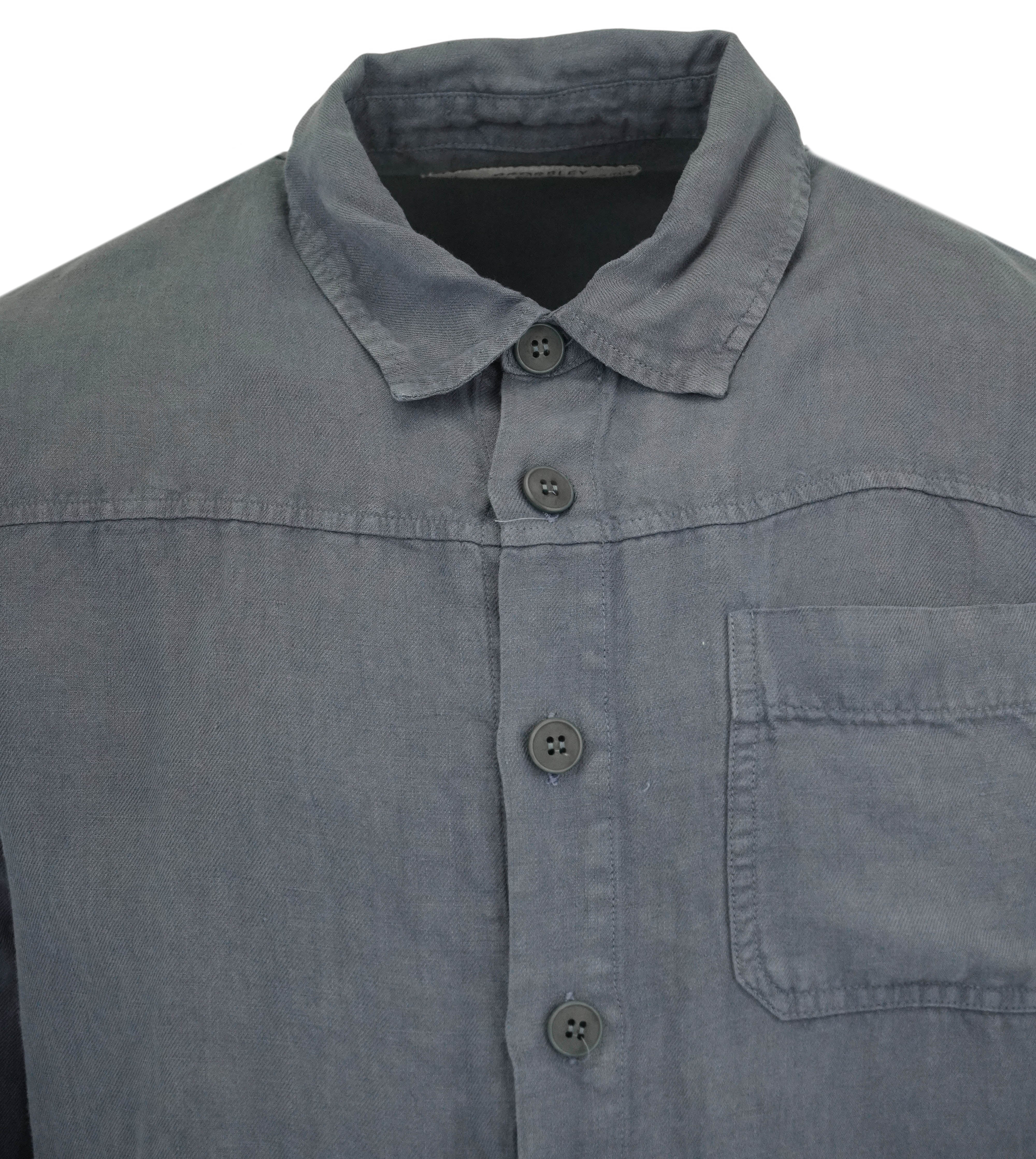 Crossley Three Pocket Linen Shirt in Faded Blue - Image 3