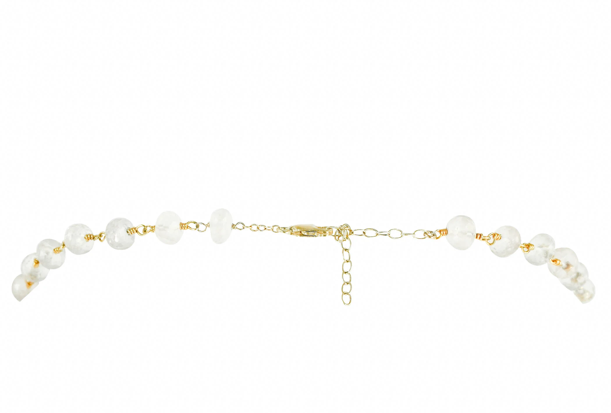 Ela Rae Crystal Chain Necklace in Light Pink and Gold - Image 4