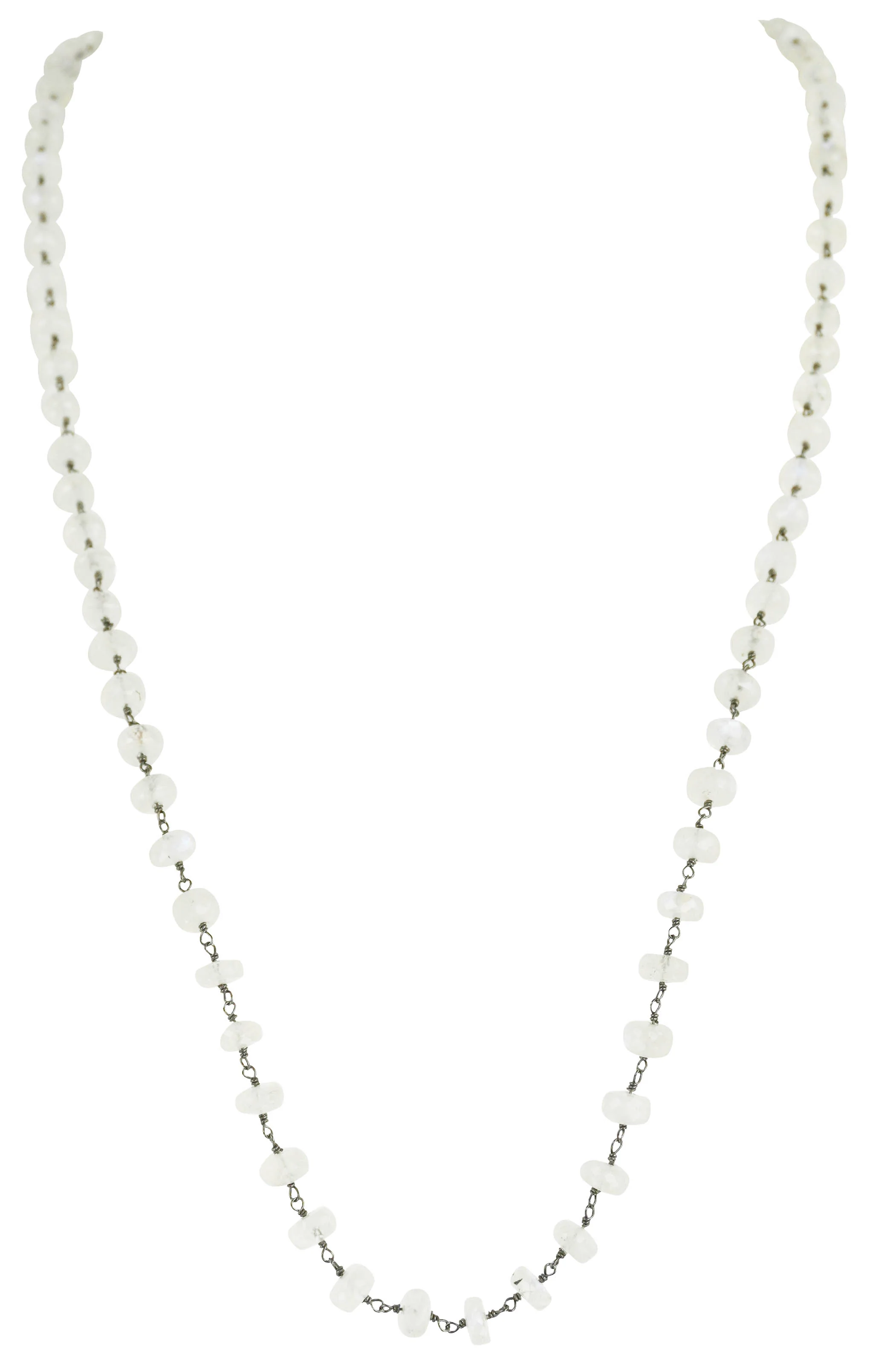 Ela Rae Crystal Chain Necklace in White - Image 3