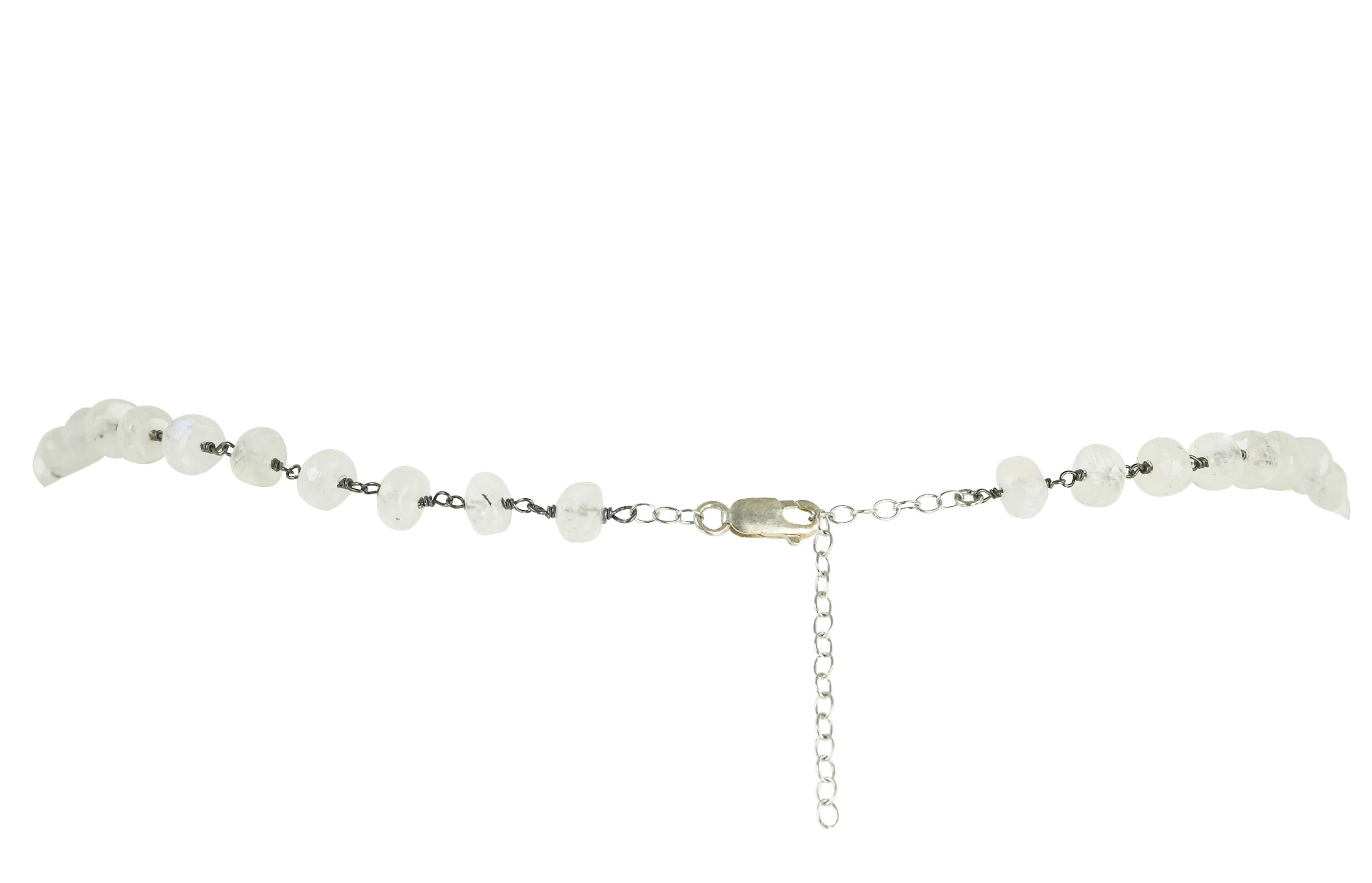 Ela Rae Crystal Chain Necklace in White - Image 4