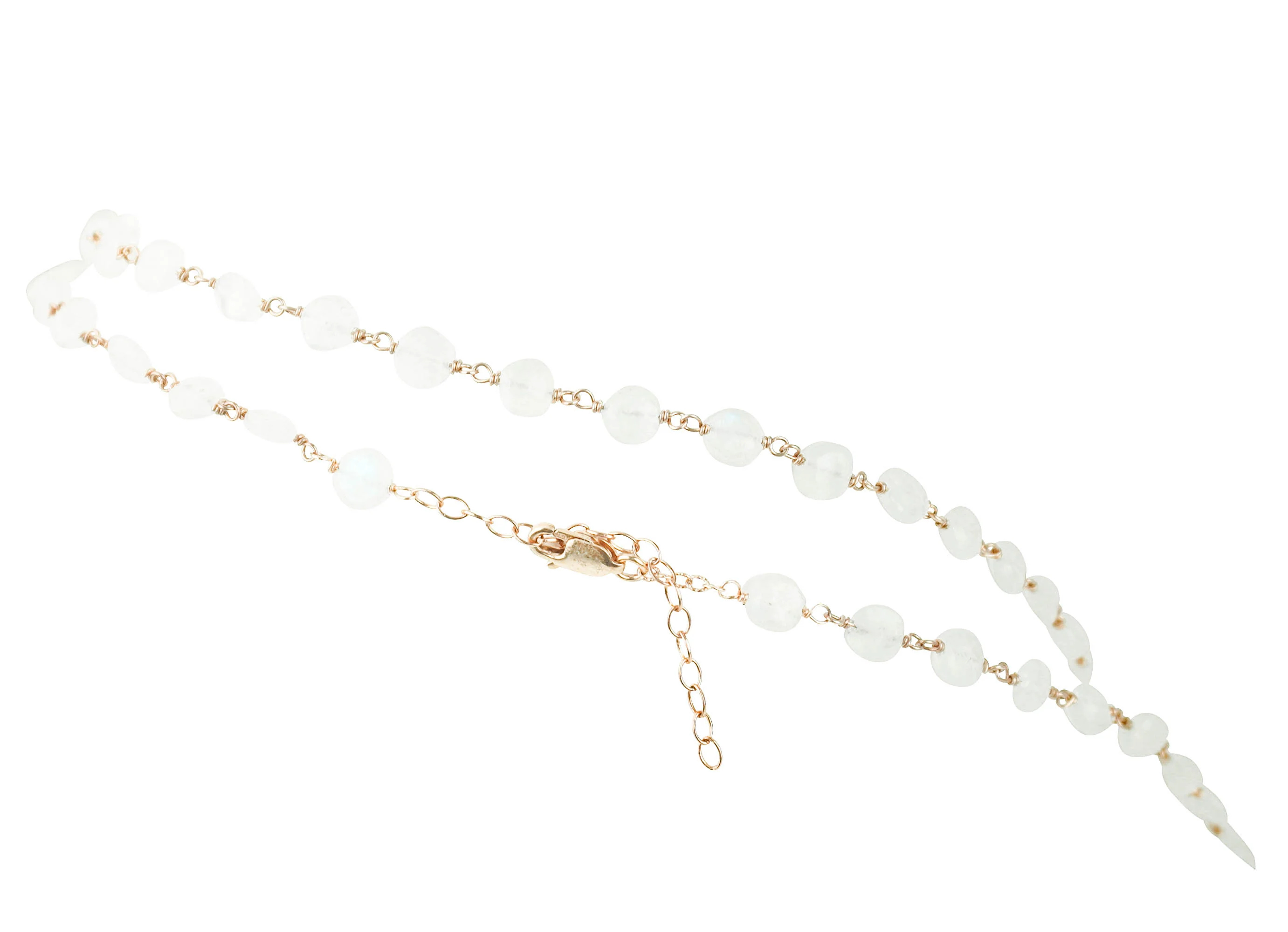 Ela Rae Crystal Chain Necklace in White and Brass - Image 3