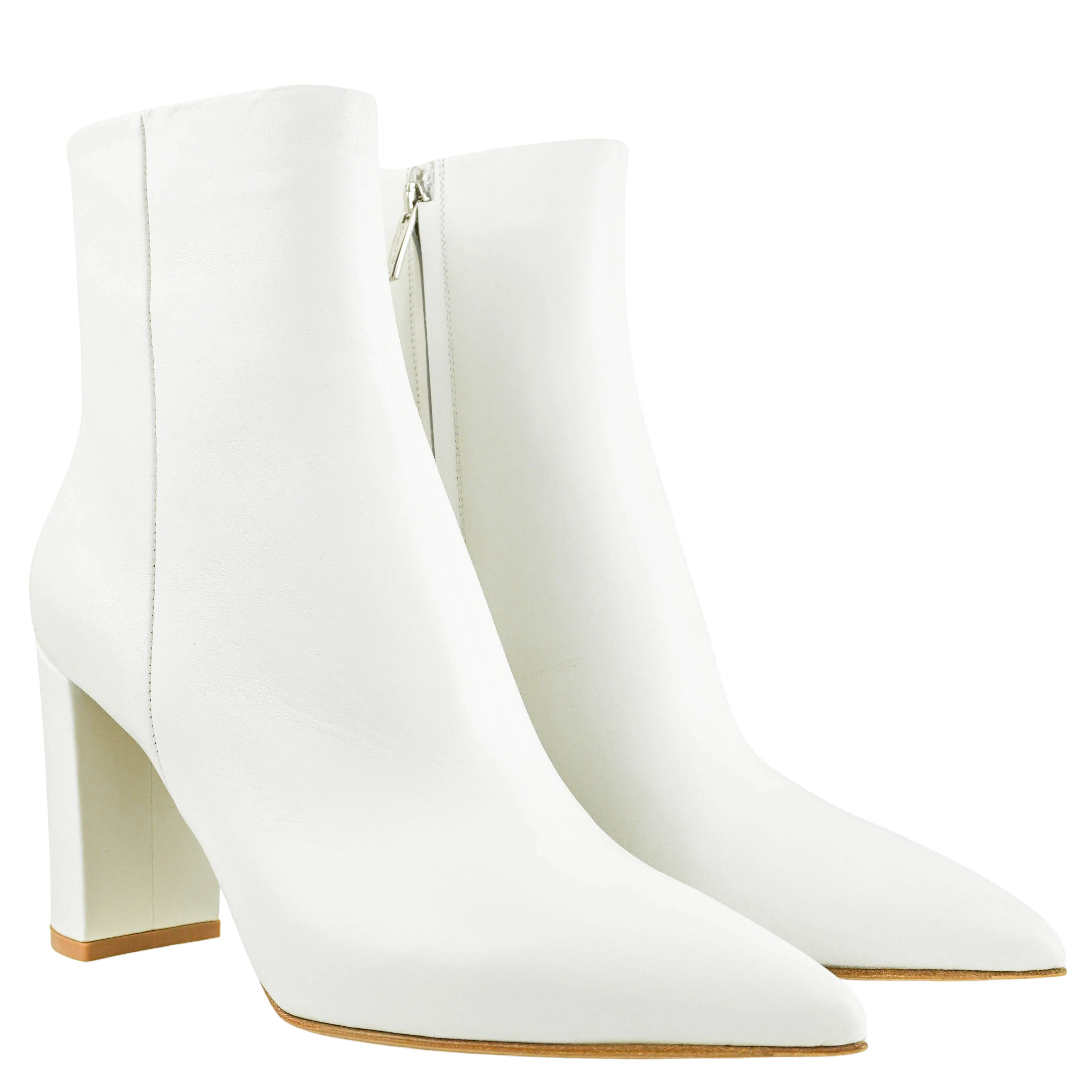 Gianvito Rossi Leather Piper 85 Ankle Boots in Glove White - Image 3