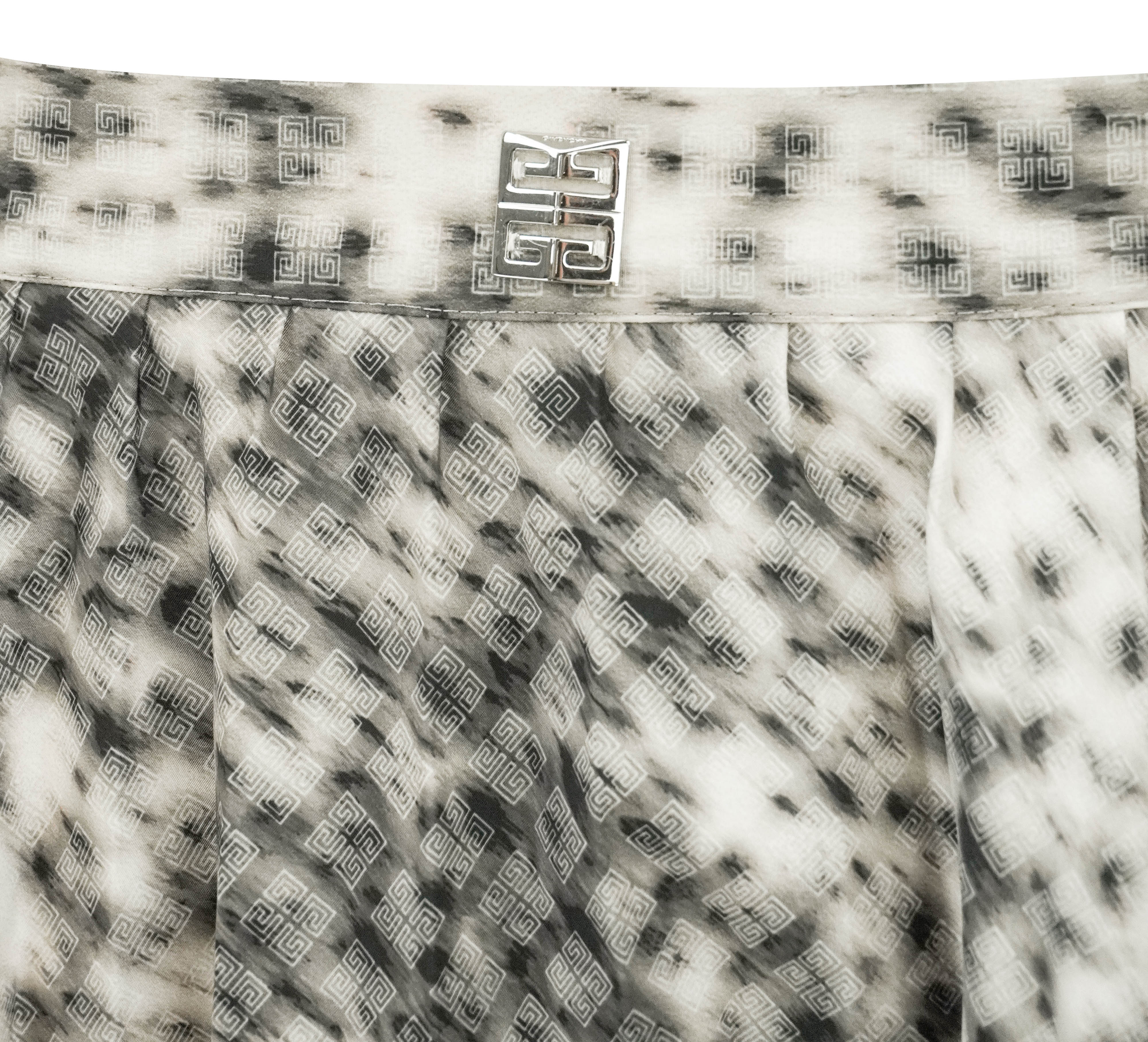 Givenchy Printed Pleated Midi Skirt in Natural Brown Multi - Image 3