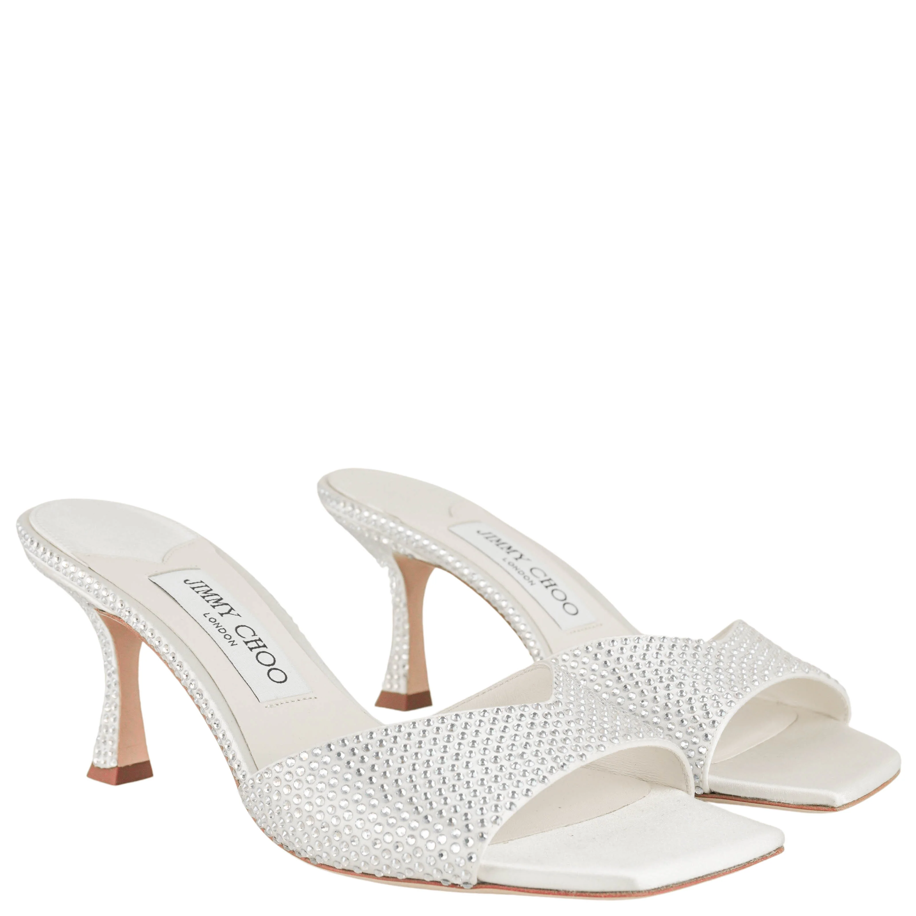Jimmy Choo Embellished Skye Heels in White - Image 3
