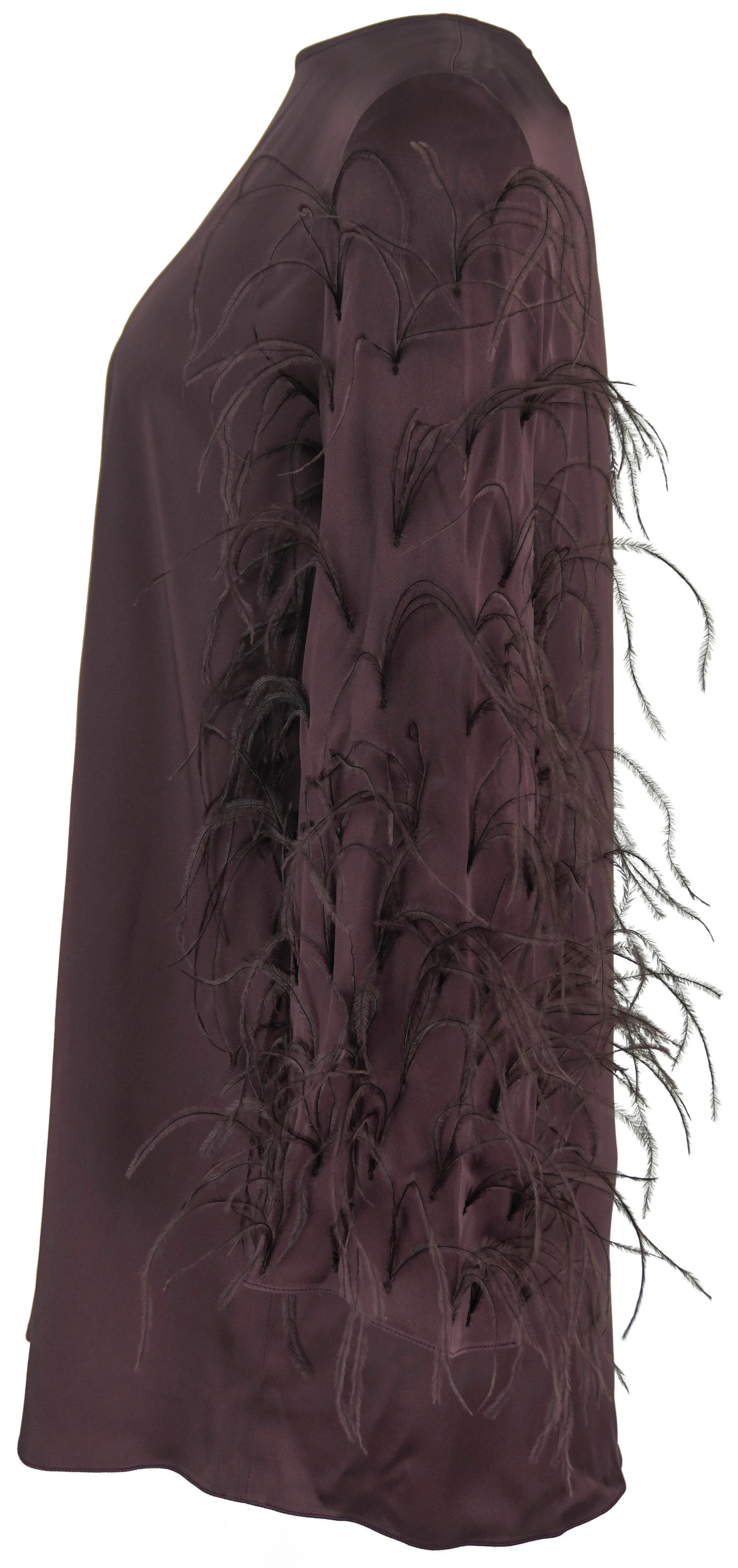 Lapointe Feather Embellished Mini Dress in Mulberry - Image 3