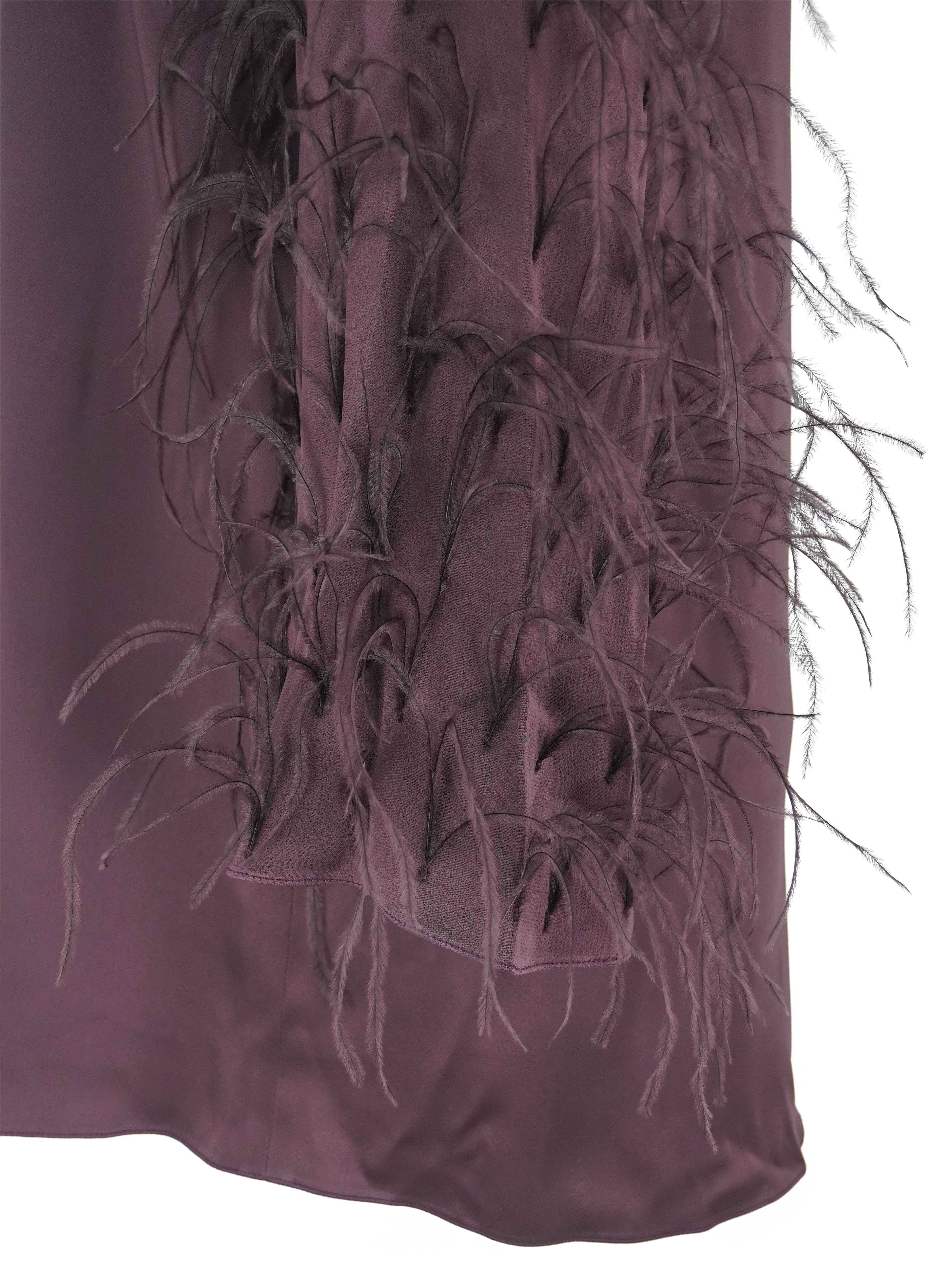 Lapointe Feather Embellished Mini Dress in Mulberry - Image 4