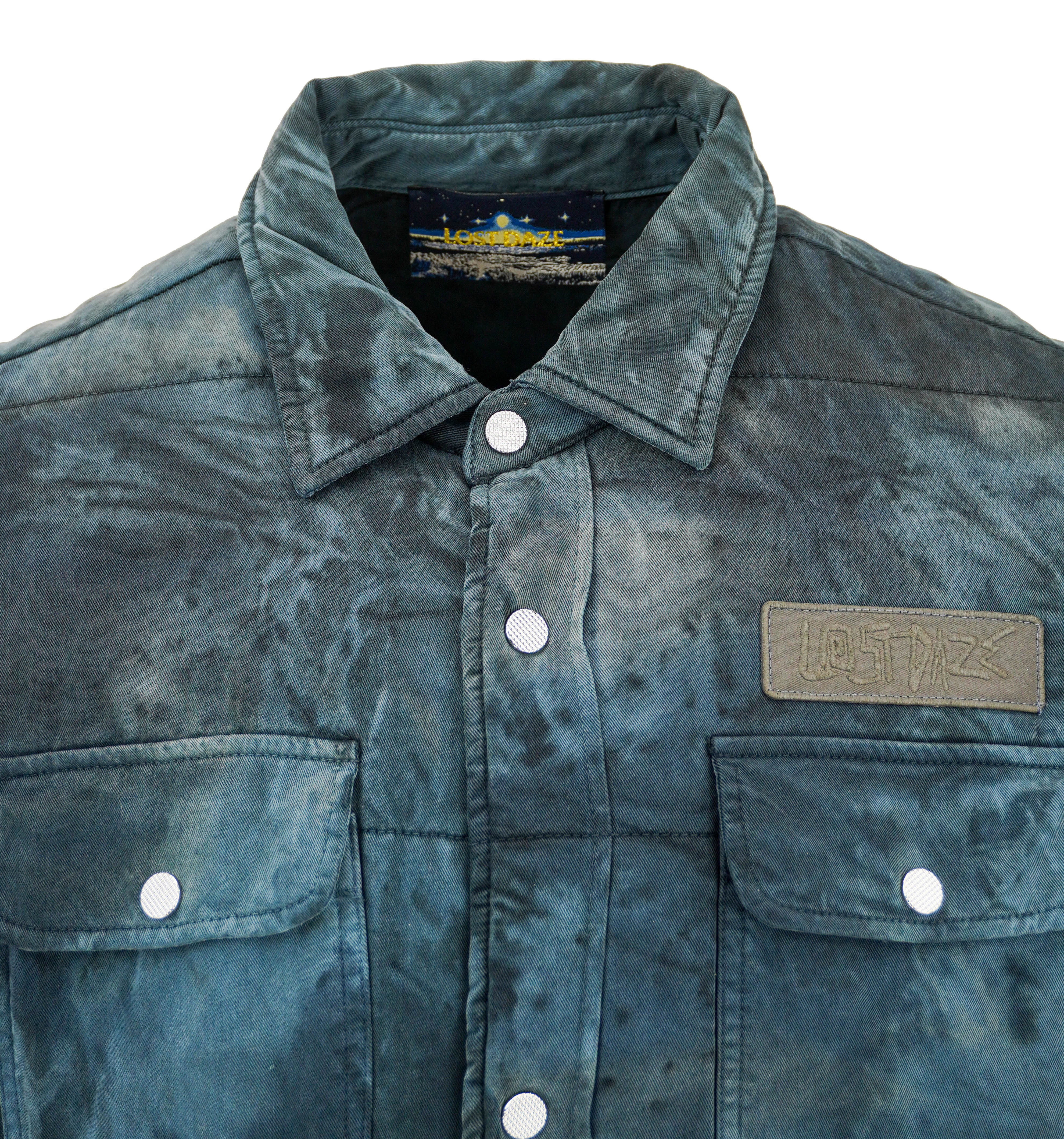 Lost Daze Tie-Dye Print Jacket in Dark Blue - Image 3