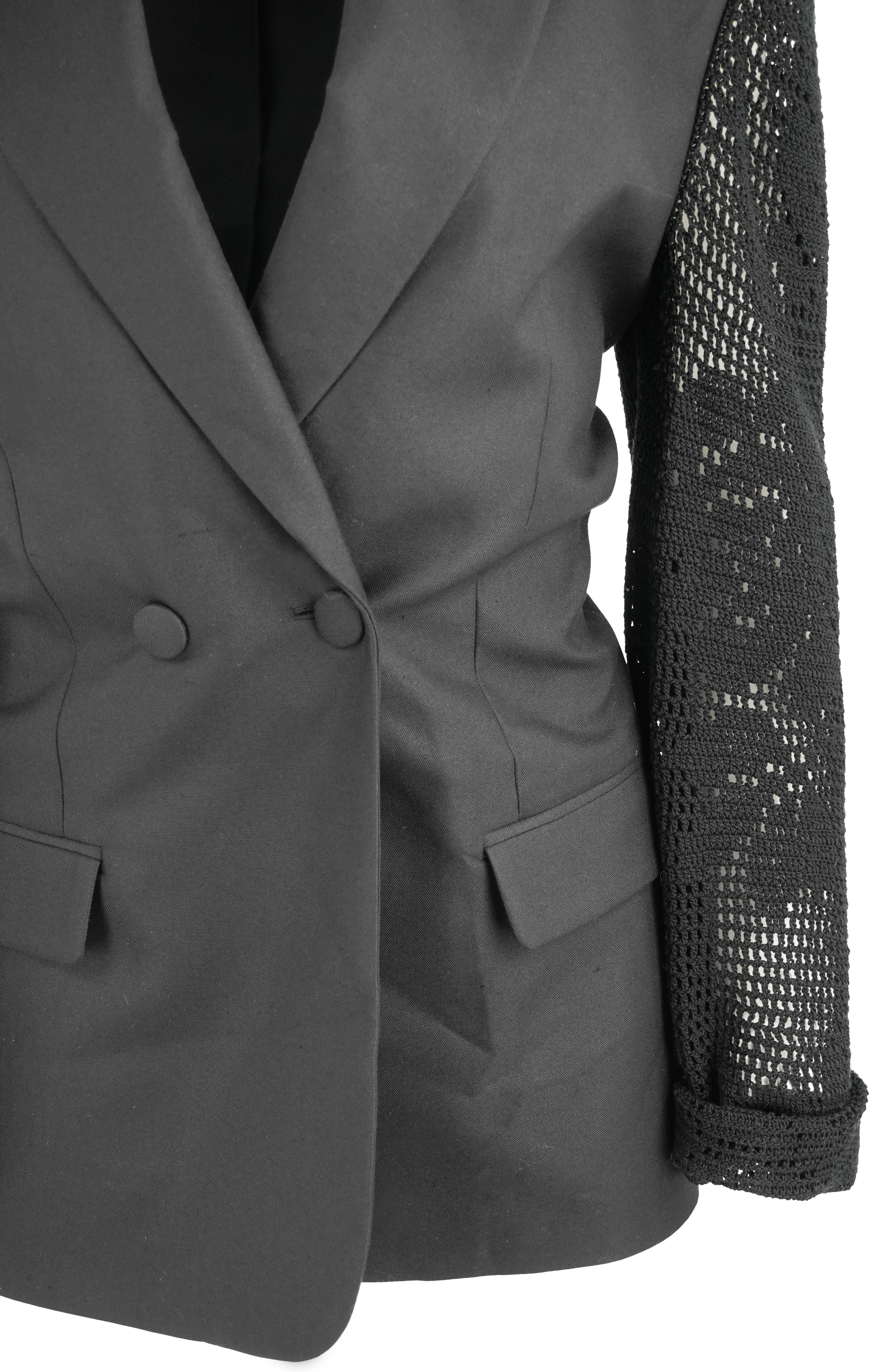 Magda Butrym Crochet Sleeve Blazer in Black - Image 4