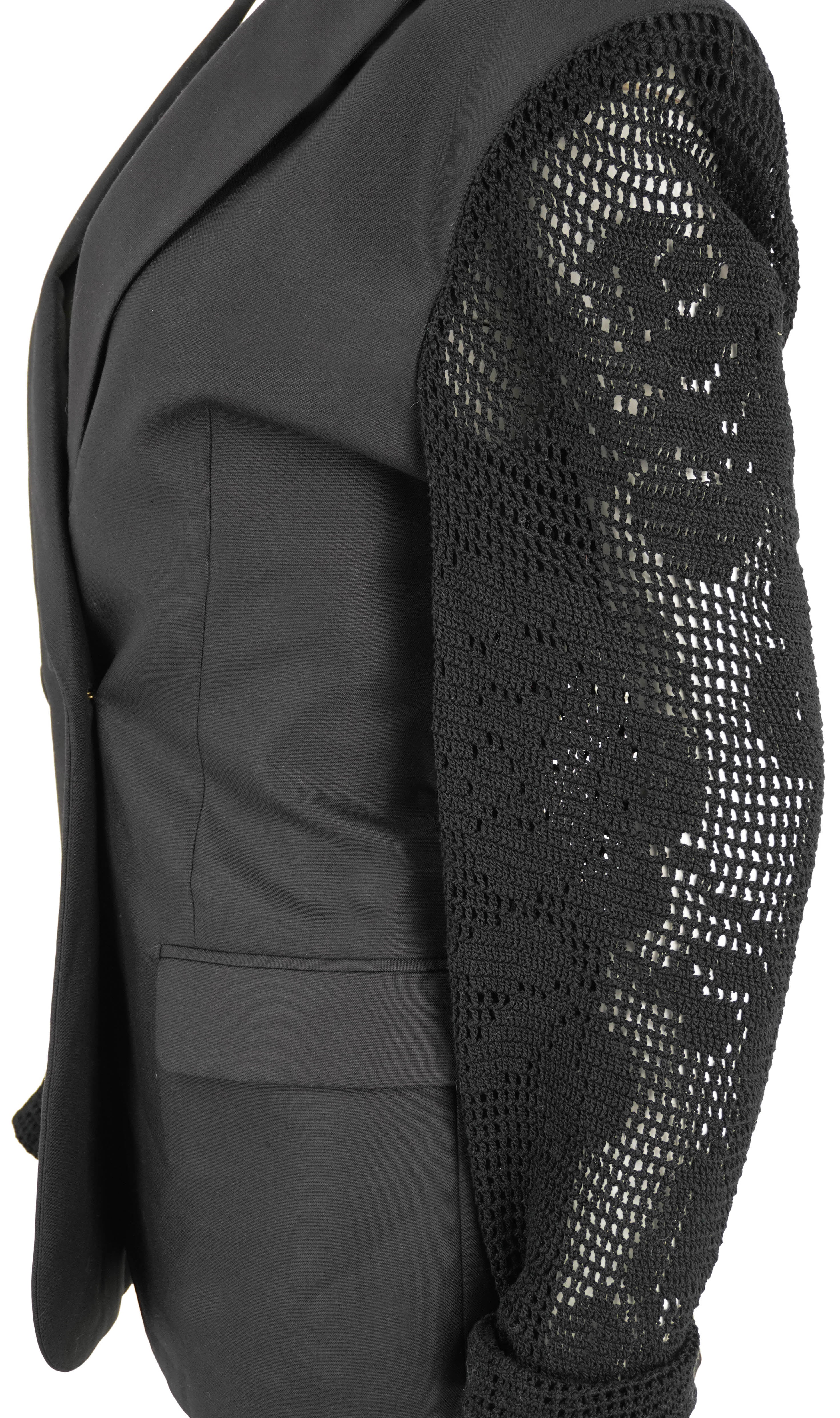 Magda Butrym Crochet Sleeve Blazer in Black - Image 5