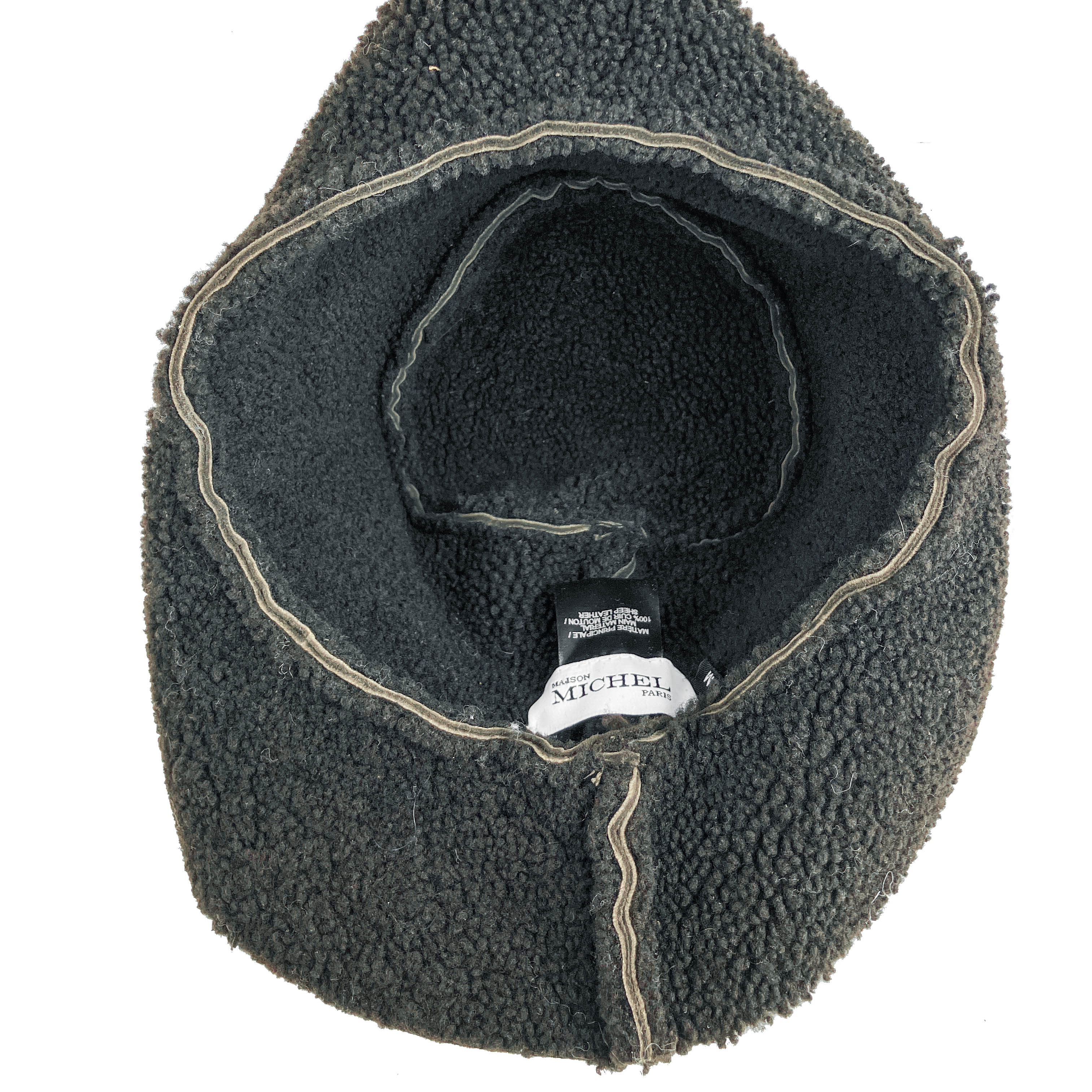 Maison Michel Fredo Shearling Bucket Hat in Brown - Image 4