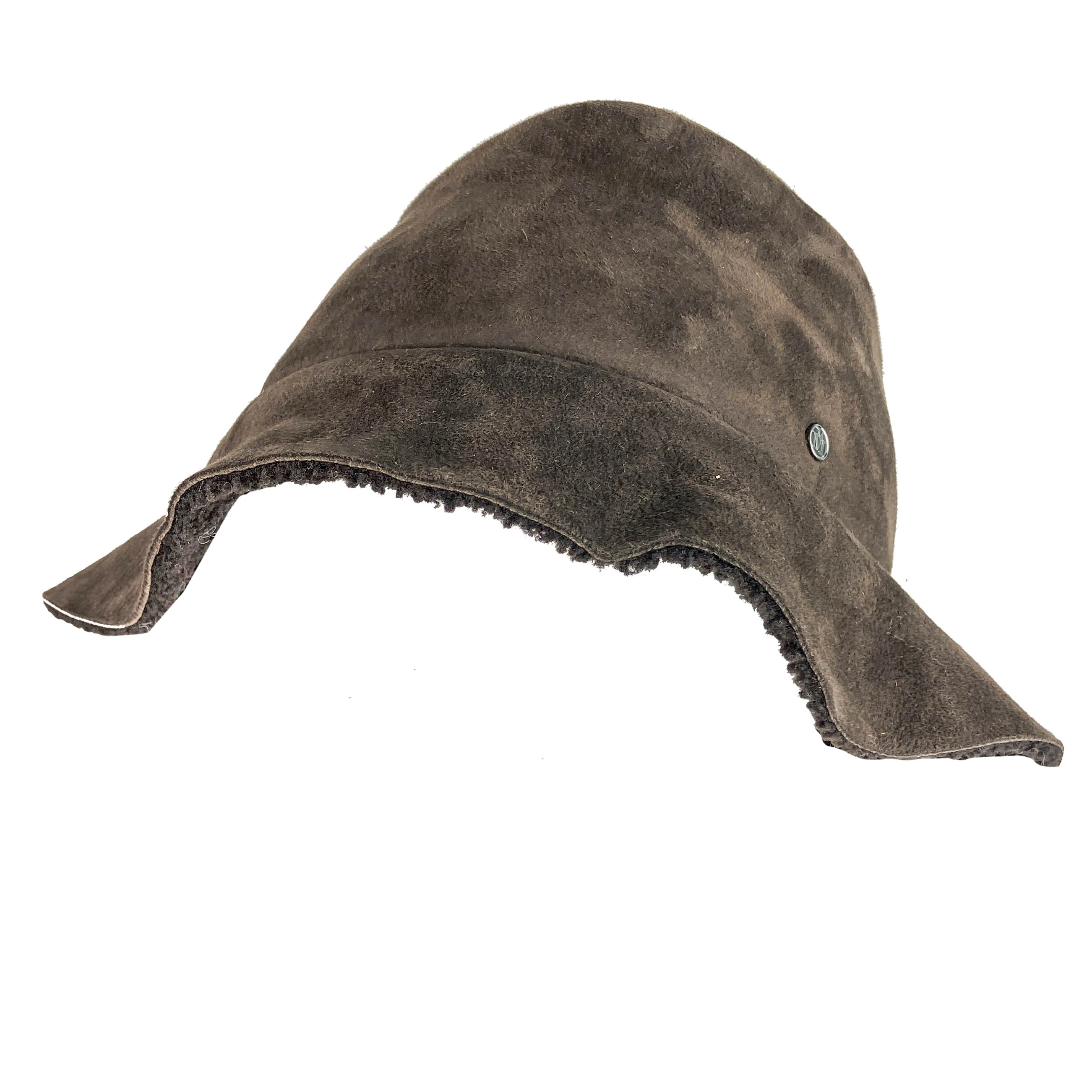 Maison Michel Fredo Shearling Bucket Hat in Brown - Image 6
