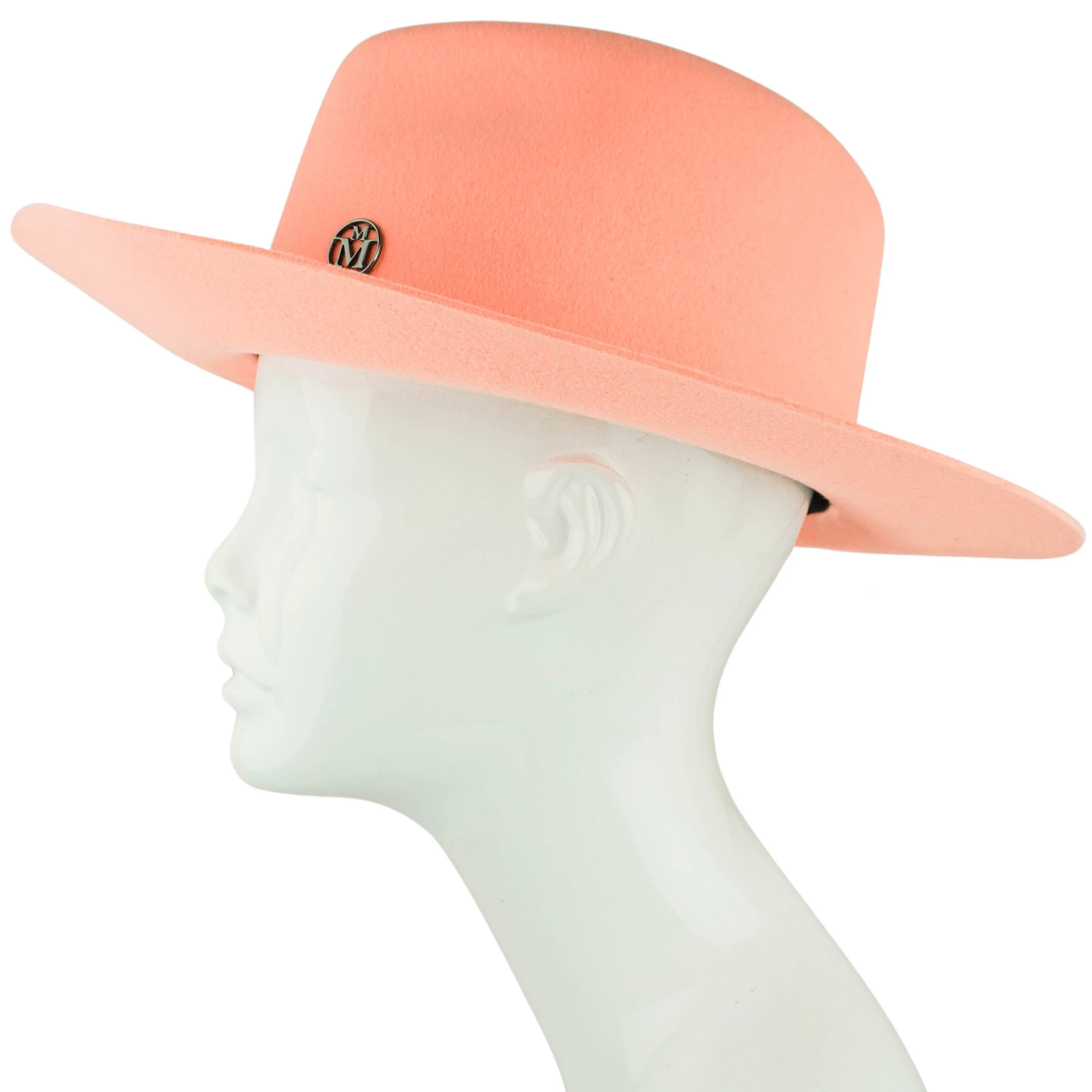 Maison Michel Henrietta Felted Wool Fedora in Peach - Image 3