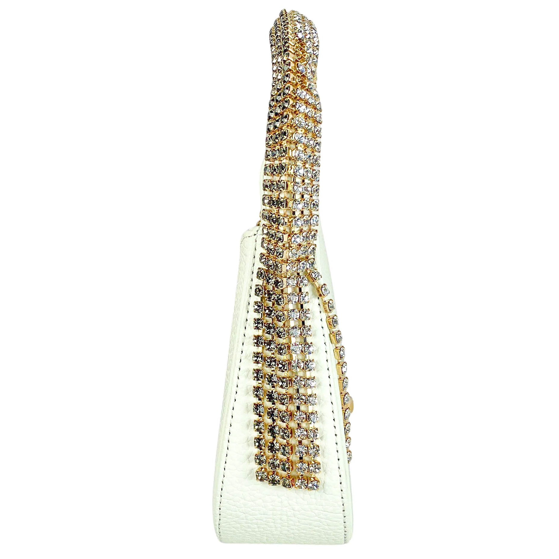 Manar Laktineh Bag with Crystal Embellisments in Cream - Image 4