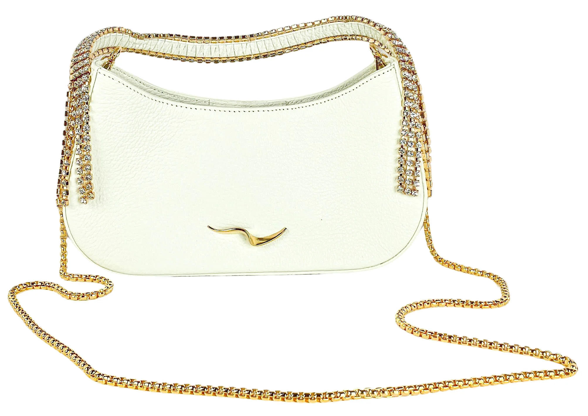 Manar Laktineh Bag with Crystal Embellisments in Cream - Image 6