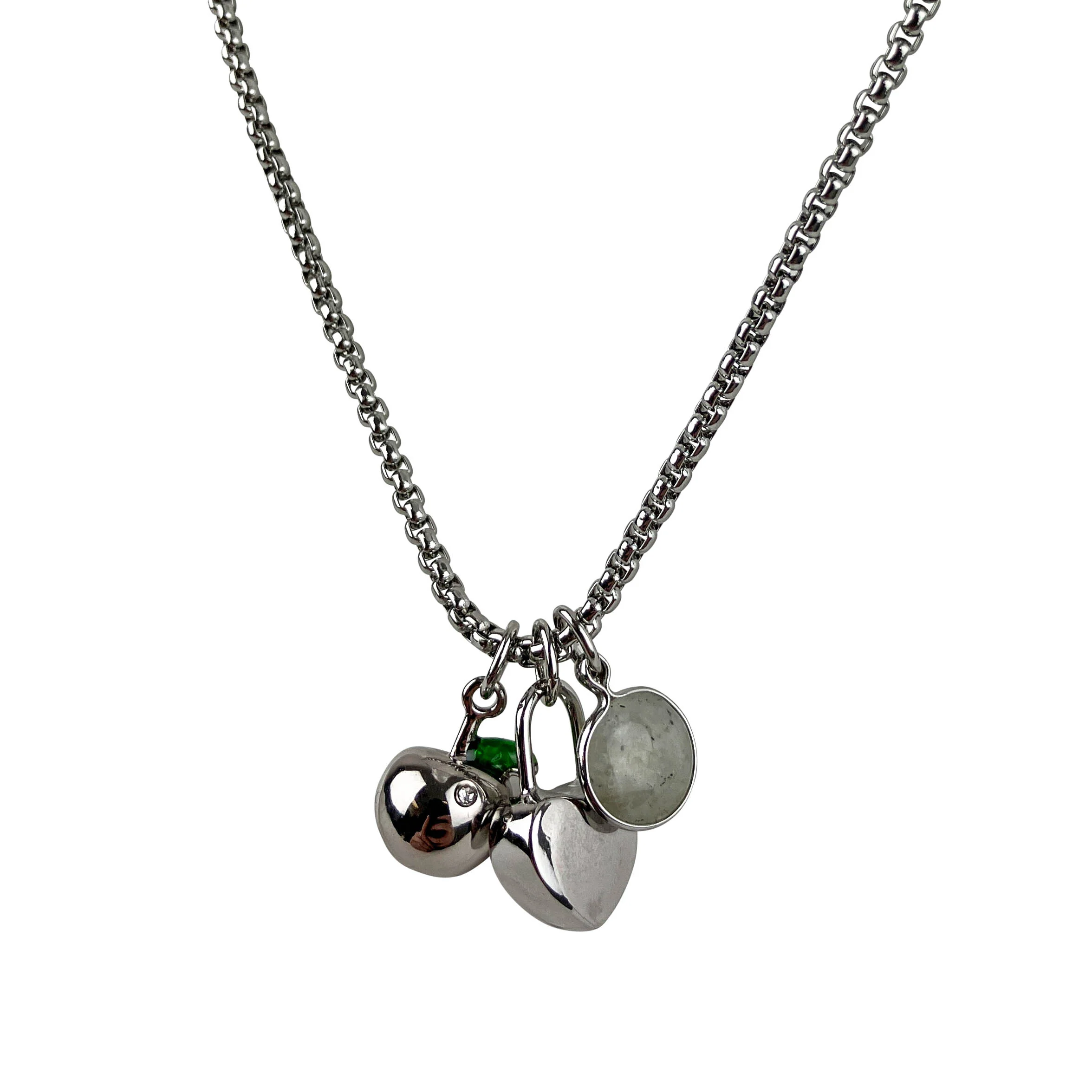 Marlyn Schiff Heart and Apple Charm Necklace in Silver - Image 4