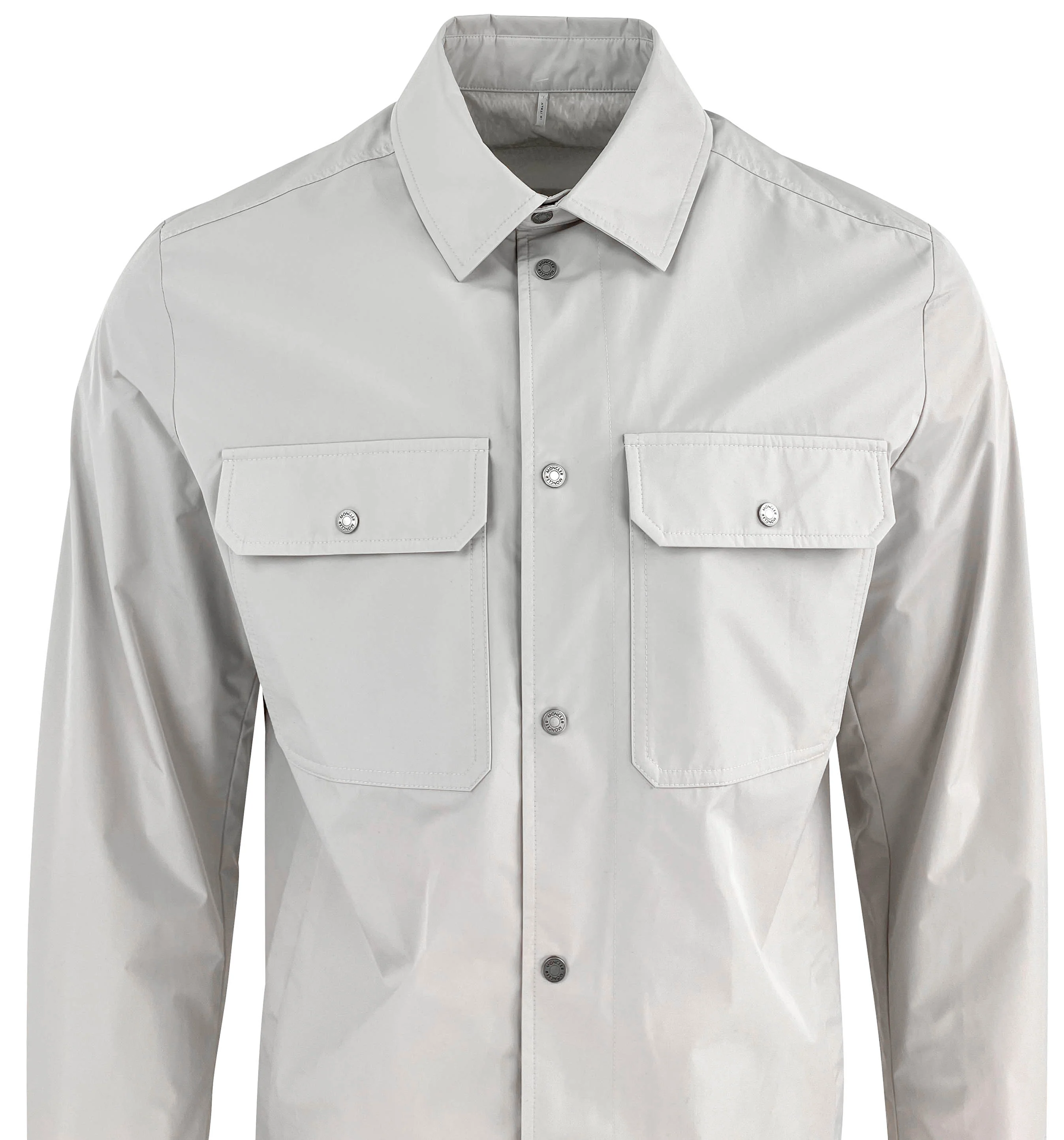 Moncler Double Pocket Long Sleeve Shirt in Grey Beige - Image 3
