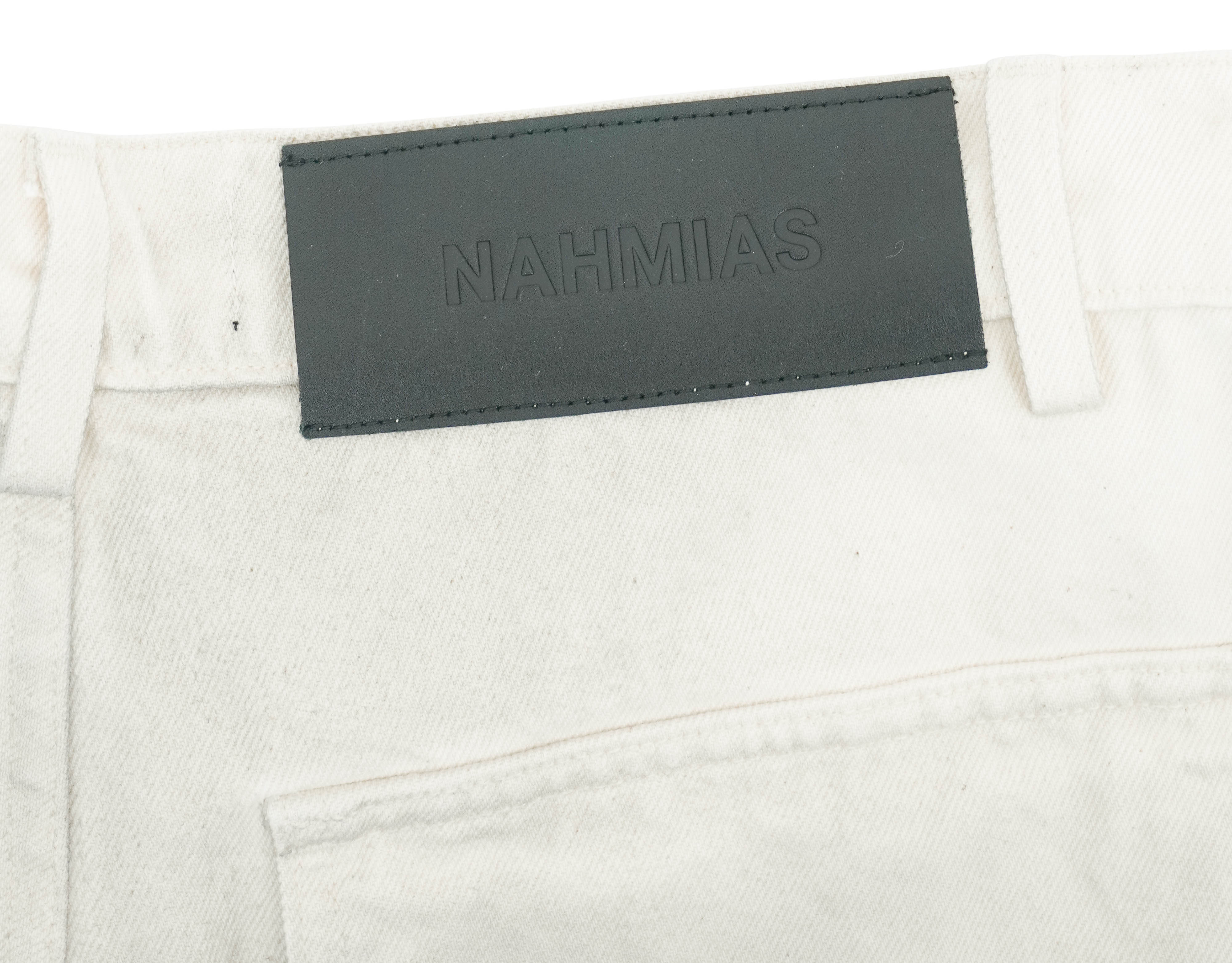 Nahmias Distressed Cargo Pants in Light Khaki - Image 4