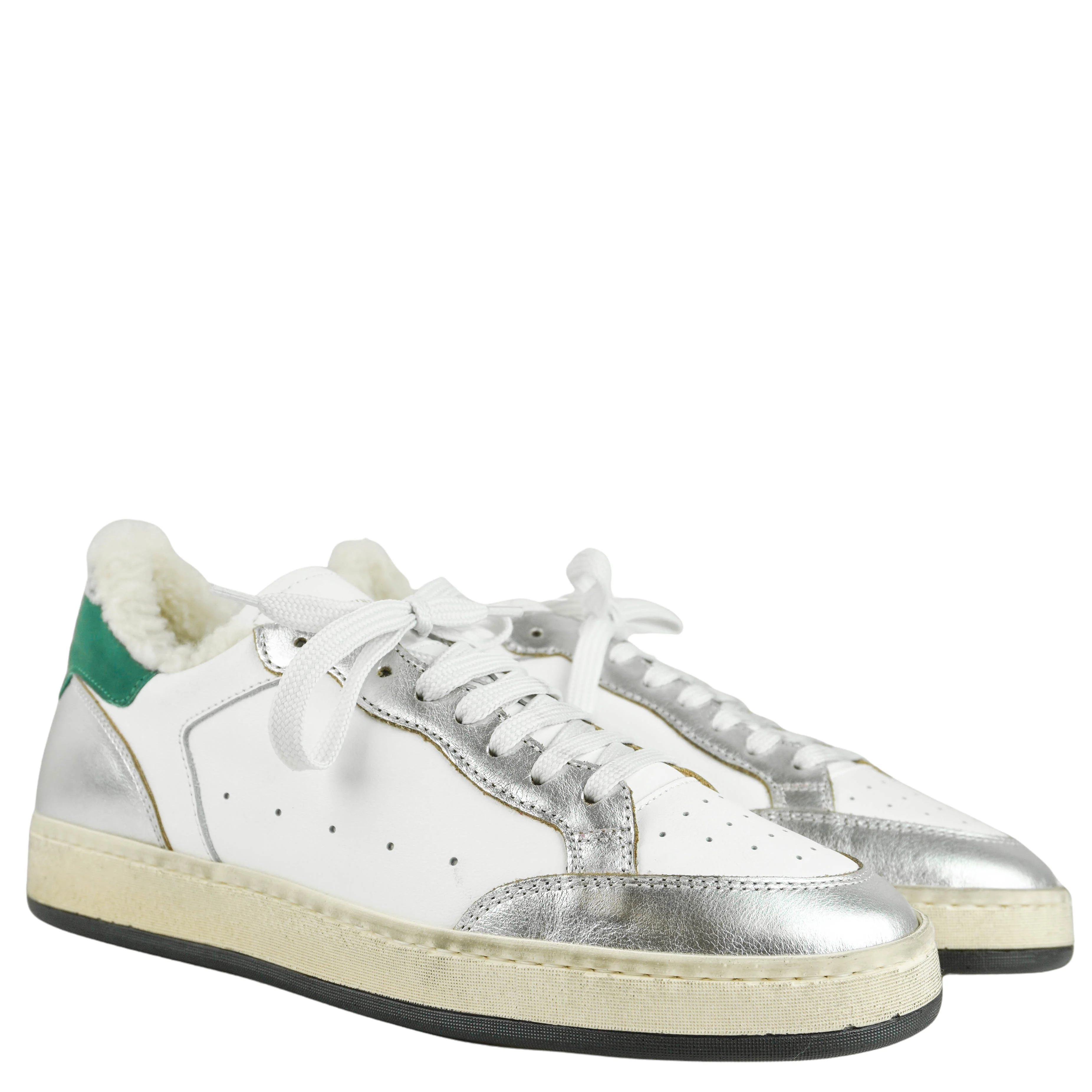Officine Creative Magic Sneakers in White/Silver/Green - Image 3