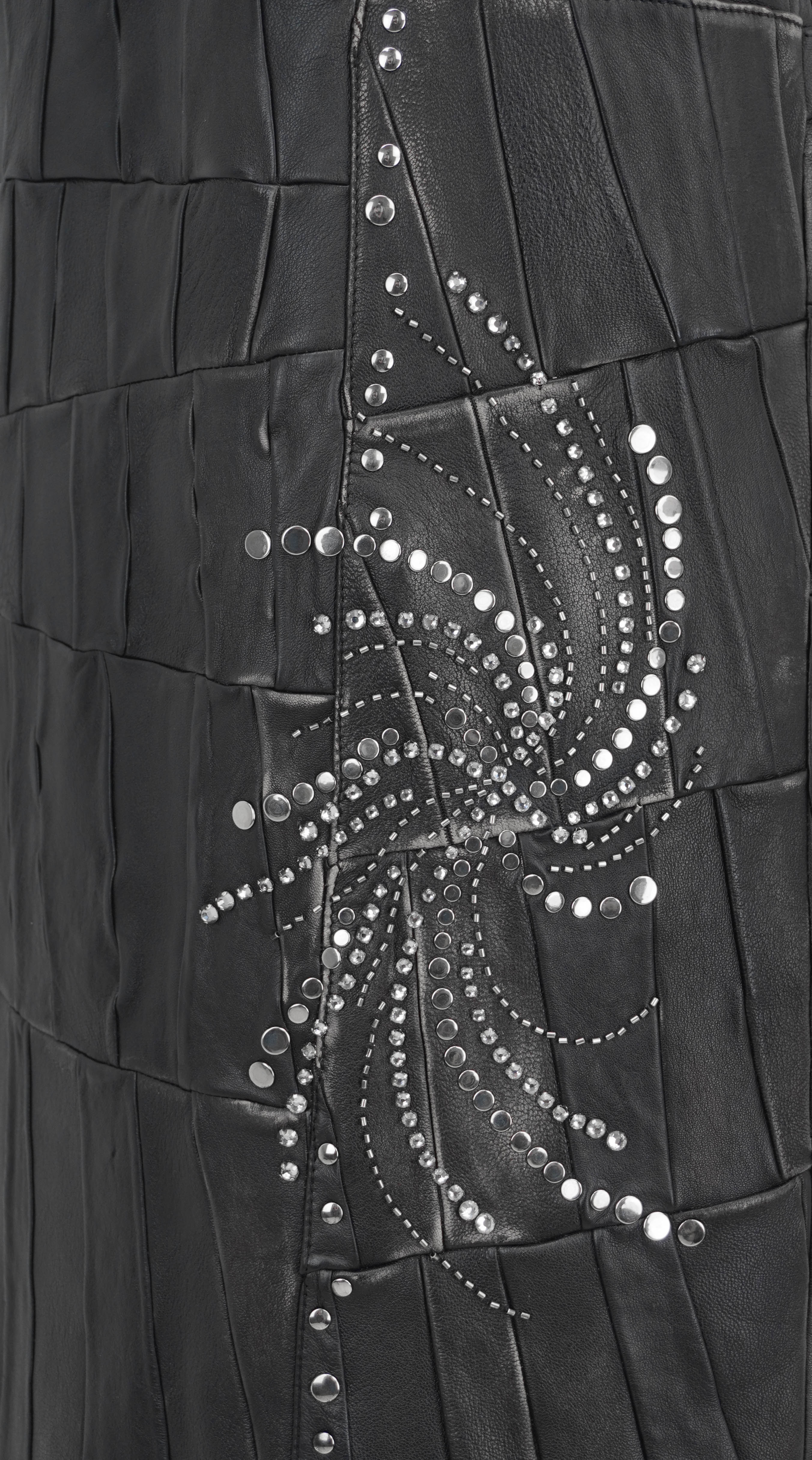 Prada Patchwork Nappa Leather Dress in Black - Image 4