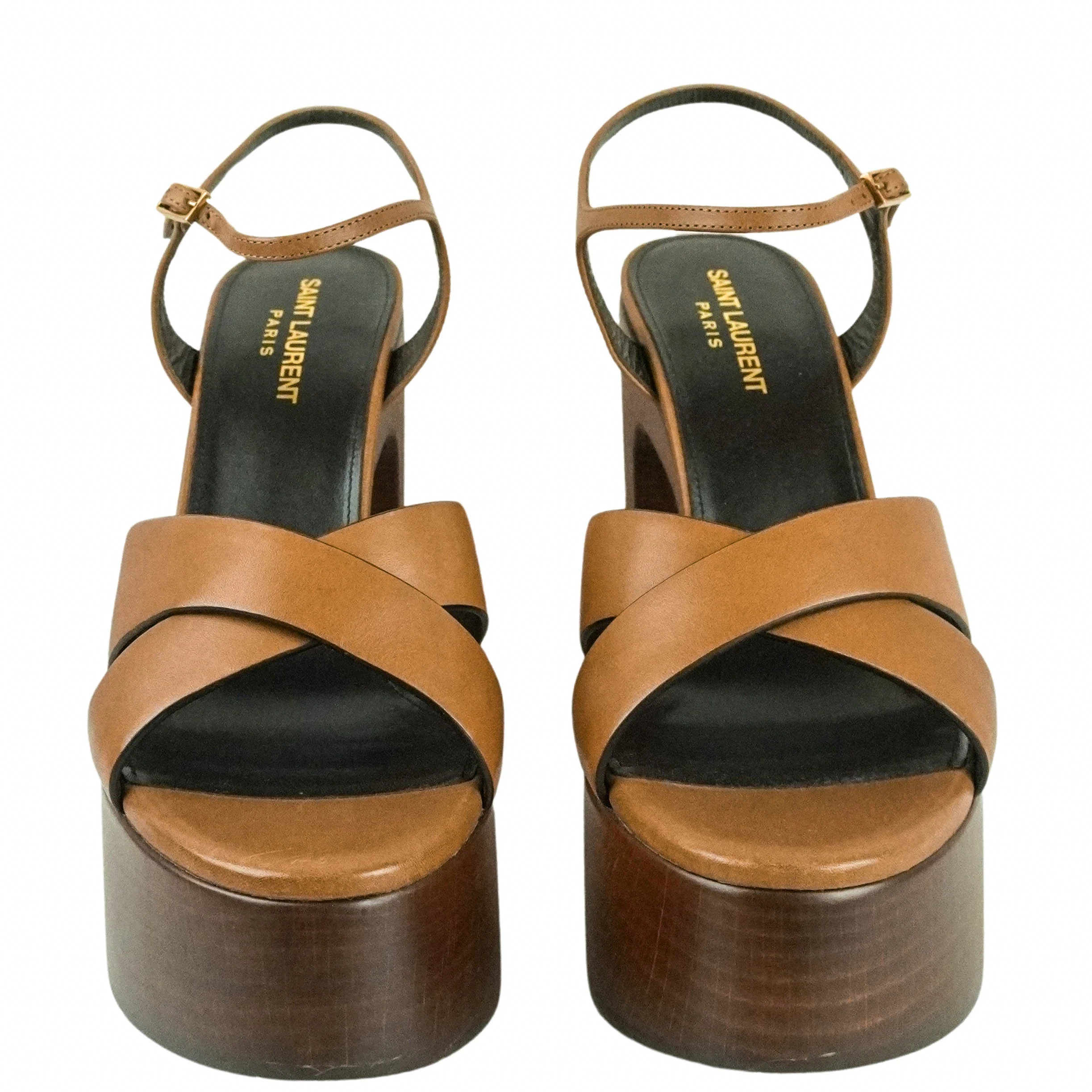 Saint Laurent Bianca Platform Sandals in Safari - Image 4