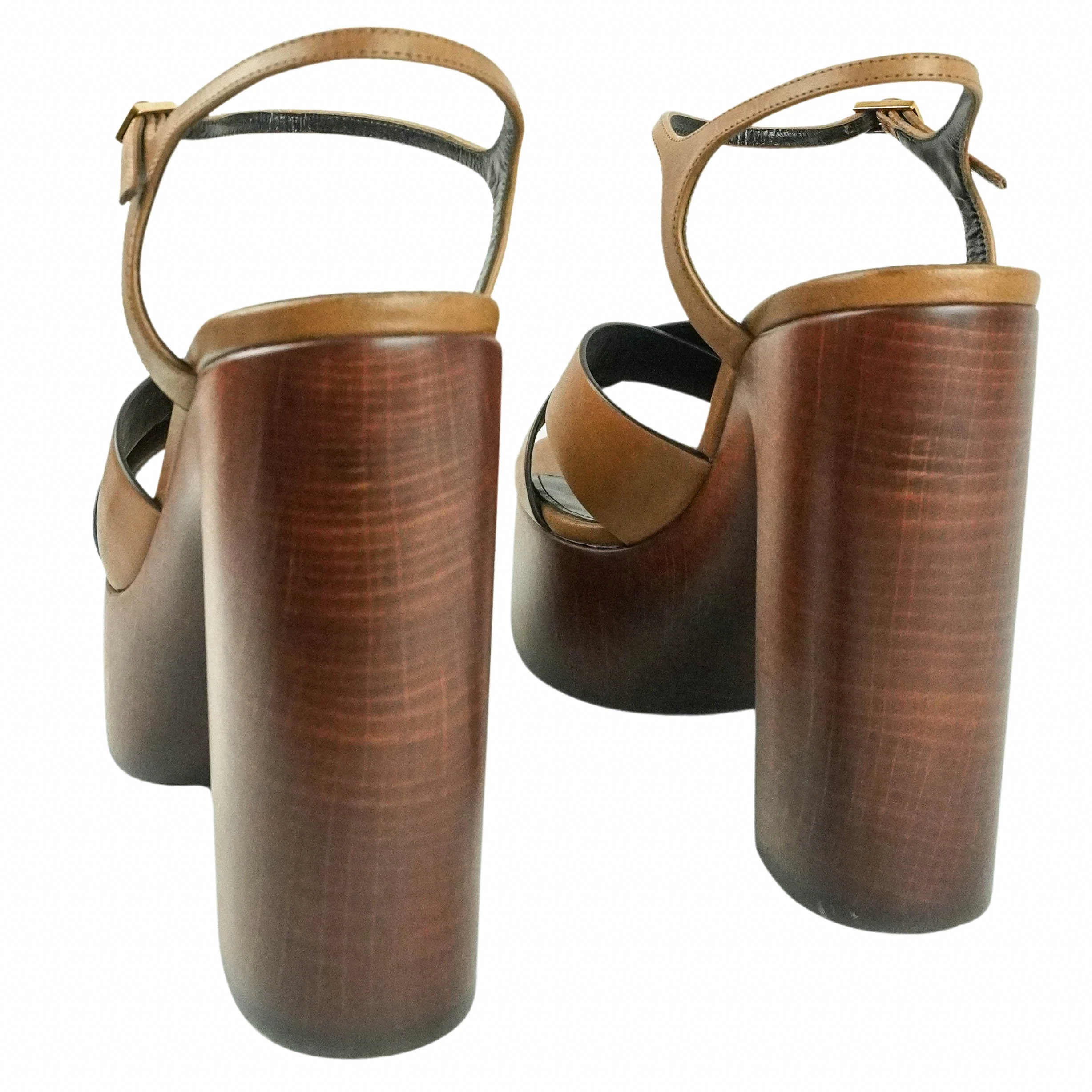 Saint Laurent Bianca Platform Sandals in Safari - Image 5