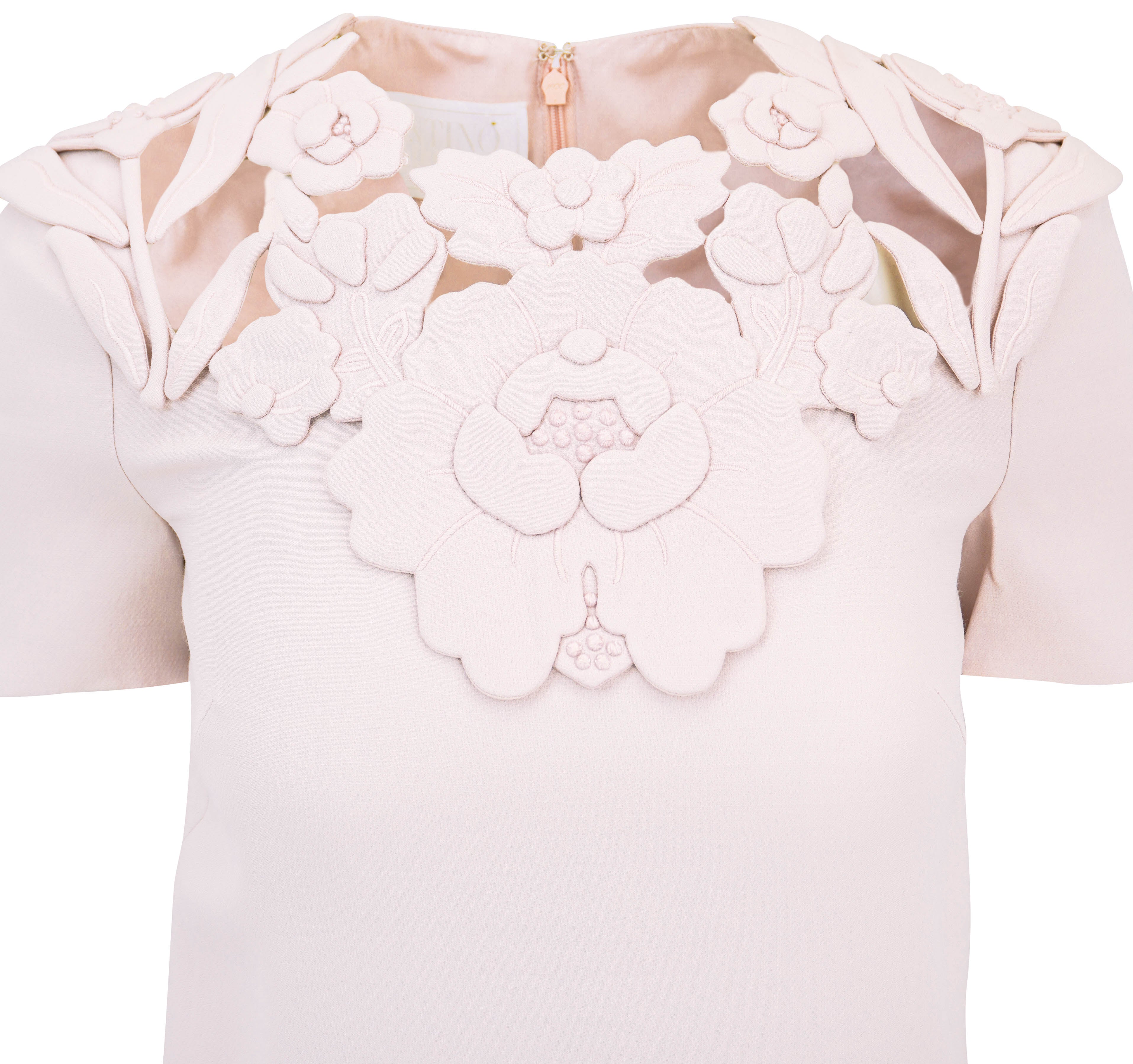 Valentino Embroidered Neckline Dress in Blush Pink - Image 3