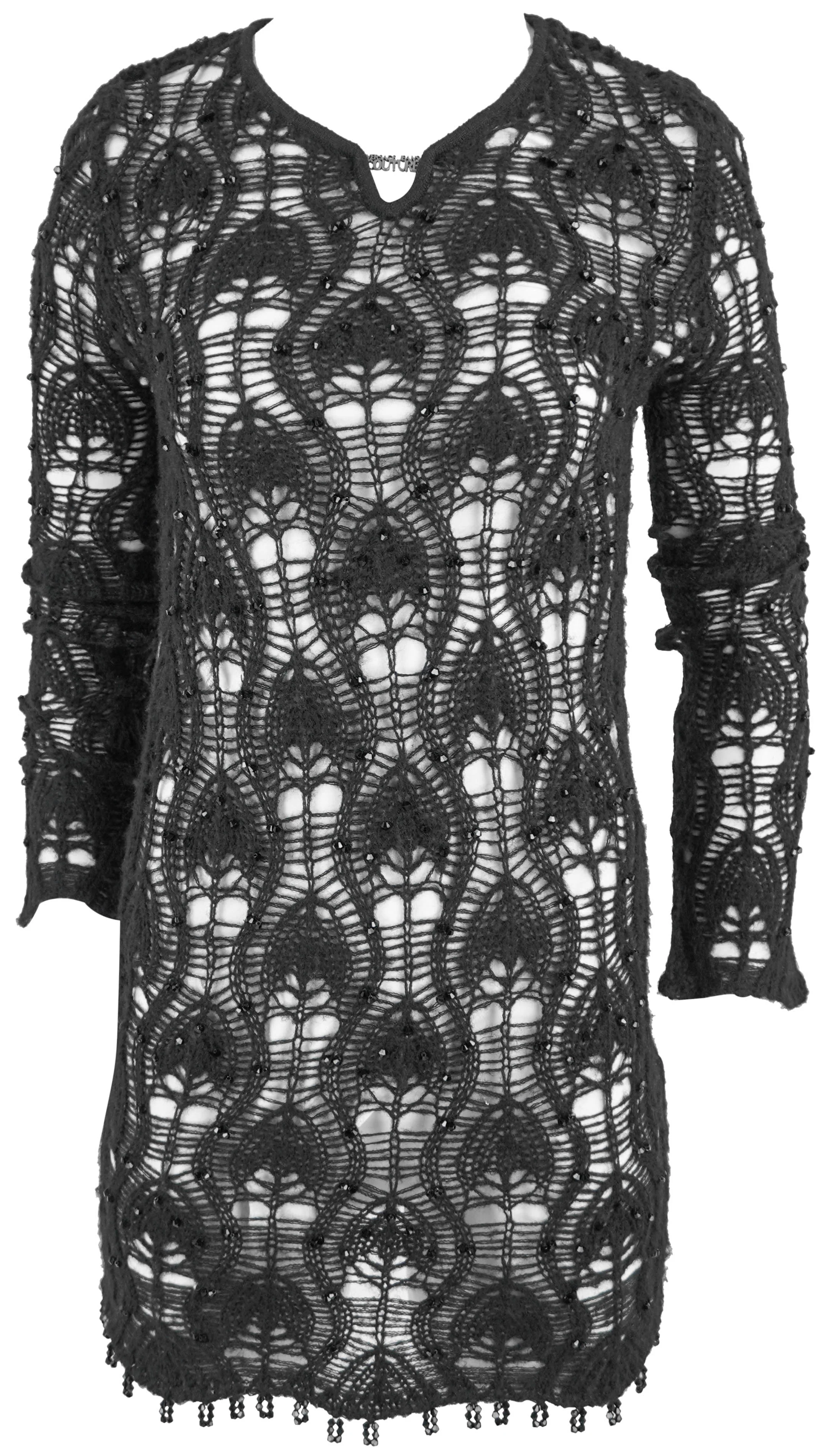 Versace Jeans Couture Mix Crochet Dress in Black - Image 3