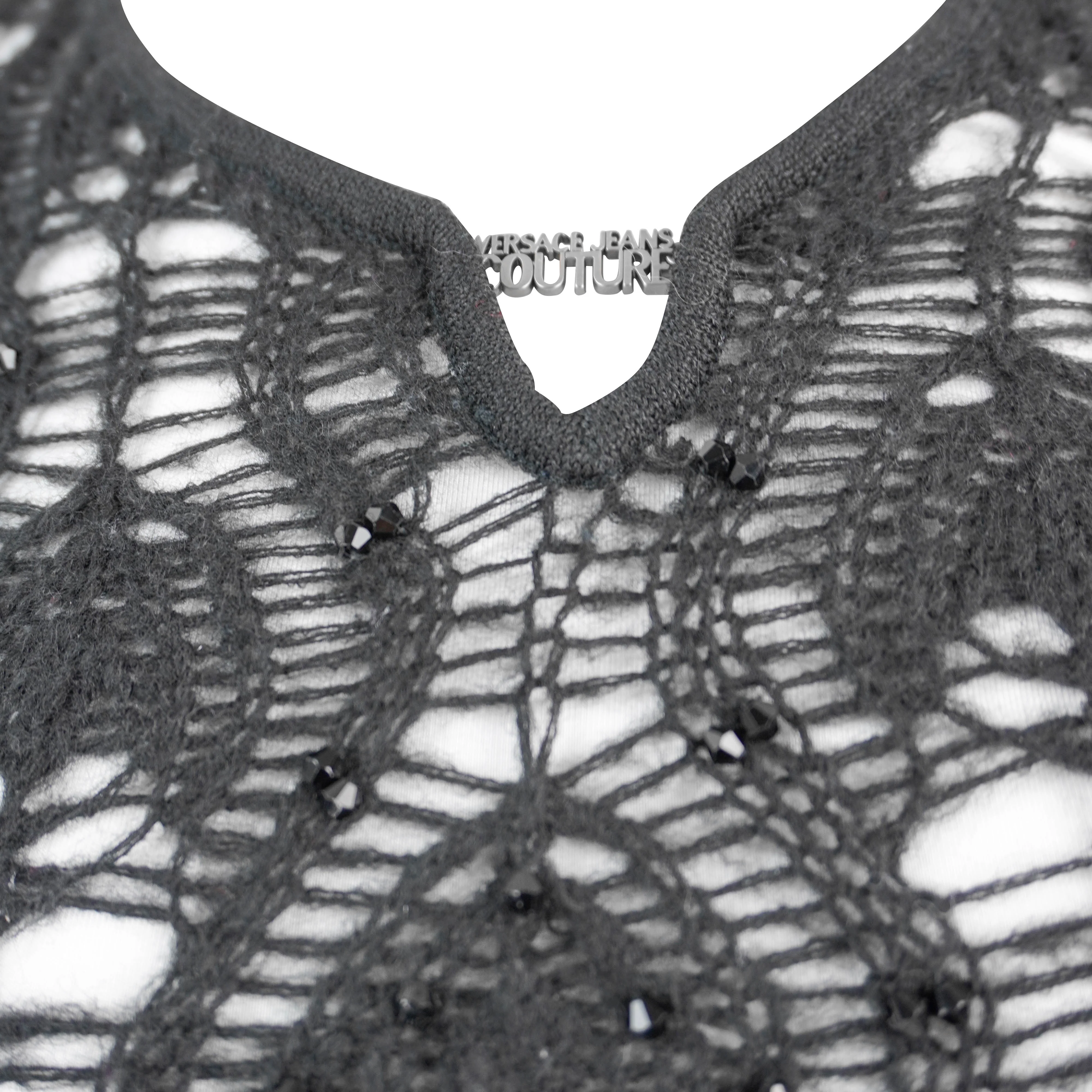 Versace Jeans Couture Mix Crochet Dress in Black - Image 4